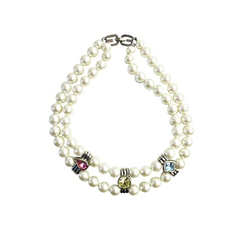 givenchy crystal faux-pearl collar necklace|givenchysilvertone rhinestone necklace pearl.